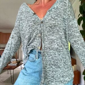 Universal thread grey button up sweater size M